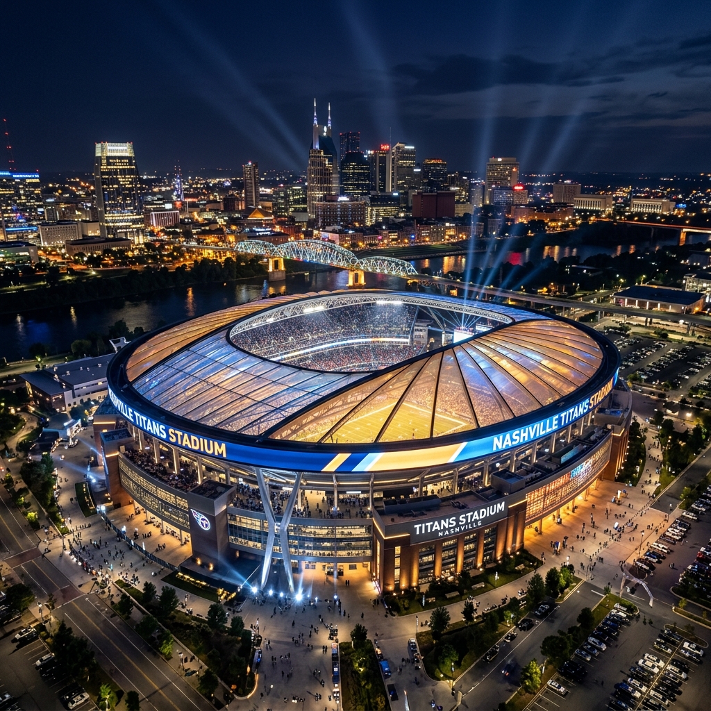 Rendering of the new Nissan Stadium being built for Super Bowl LXIV
